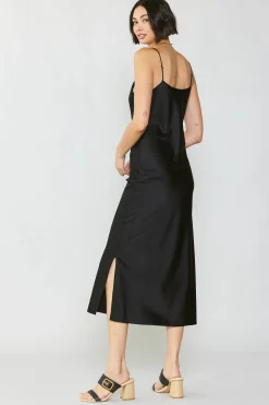Current Air Silk Bias Midi Dress BLACK Discount