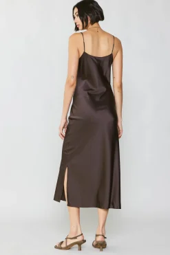 Current Air Silk Bias Midi Dress BROWN Online