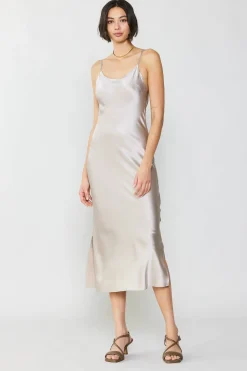 Current Air Silk Bias Midi Dress CHAMPAGNE Discount