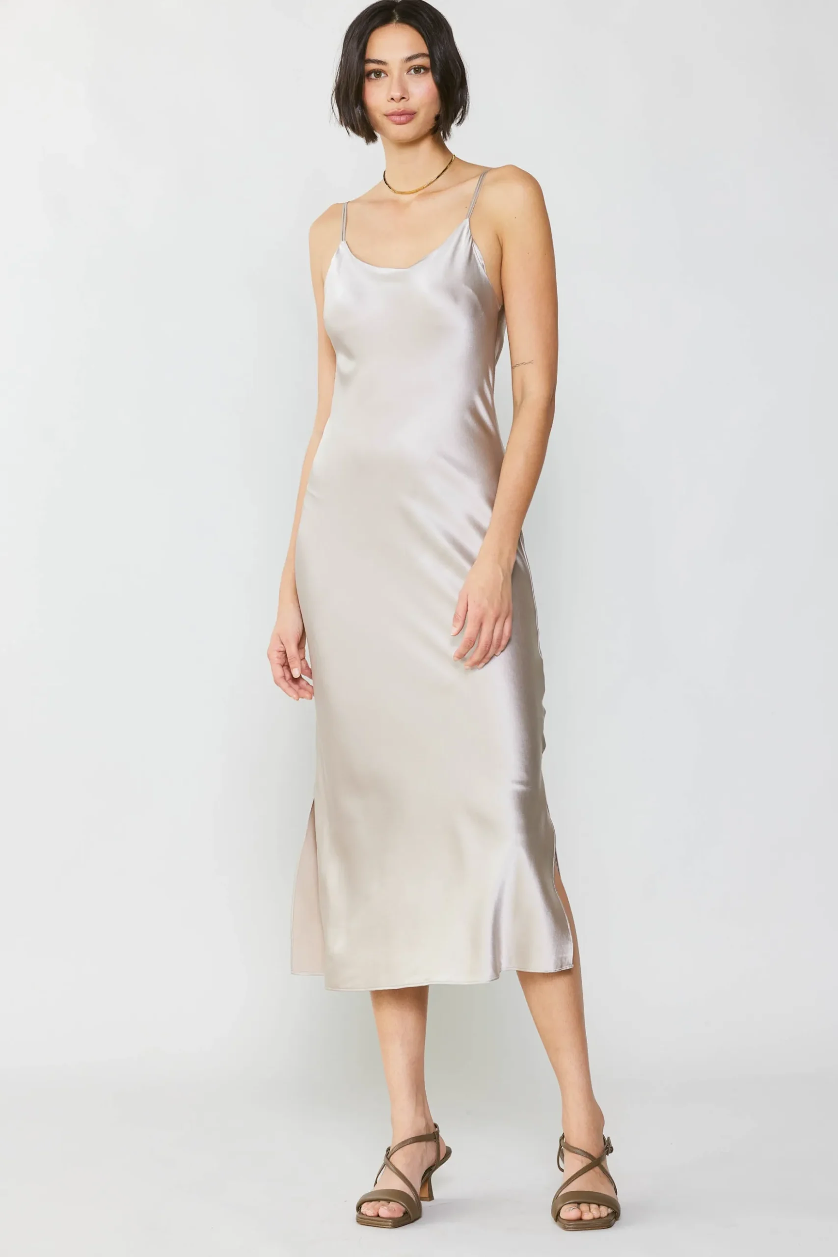 Current Air Silk Bias Midi Dress CHAMPAGNE Discount