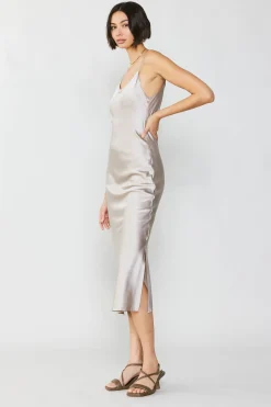 Current Air Silk Bias Midi Dress CHAMPAGNE Discount