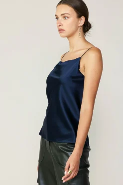 Current Air Silk Cowl Neck Cami NAVY Hot
