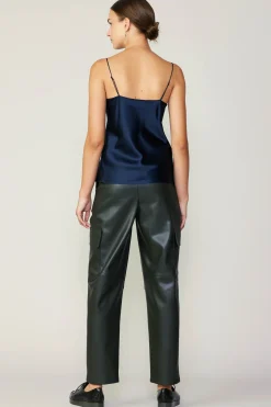 Current Air Silk Cowl Neck Cami NAVY Hot