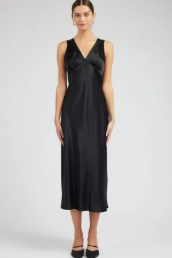 Current Air Silk Sweetheart Maxi Dress BLACK Fashion