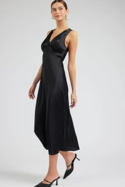 Current Air Silk Sweetheart Maxi Dress BLACK Fashion