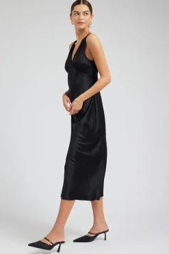 Current Air Silk Sweetheart Maxi Dress BLACK Fashion