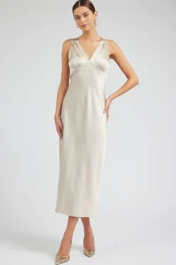 Current Air Silk Sweetheart Maxi Dress CHAMPAGNE Sale