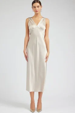 Current Air Silk Sweetheart Maxi Dress CHAMPAGNE Sale