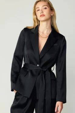 Current Air Silky Belted Blazer BLACK Outlet