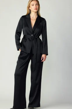 Current Air Silky Belted Blazer BLACK Outlet