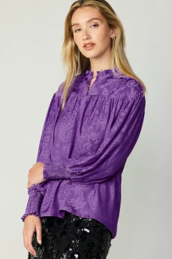 Current Air Smocked Cuff Blouse HYPERVIOLET Best