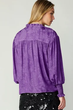 Current Air Smocked Cuff Blouse HYPERVIOLET Best