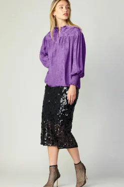 Current Air Smocked Cuff Blouse HYPERVIOLET Best