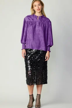 Current Air Smocked Cuff Blouse HYPERVIOLET Best