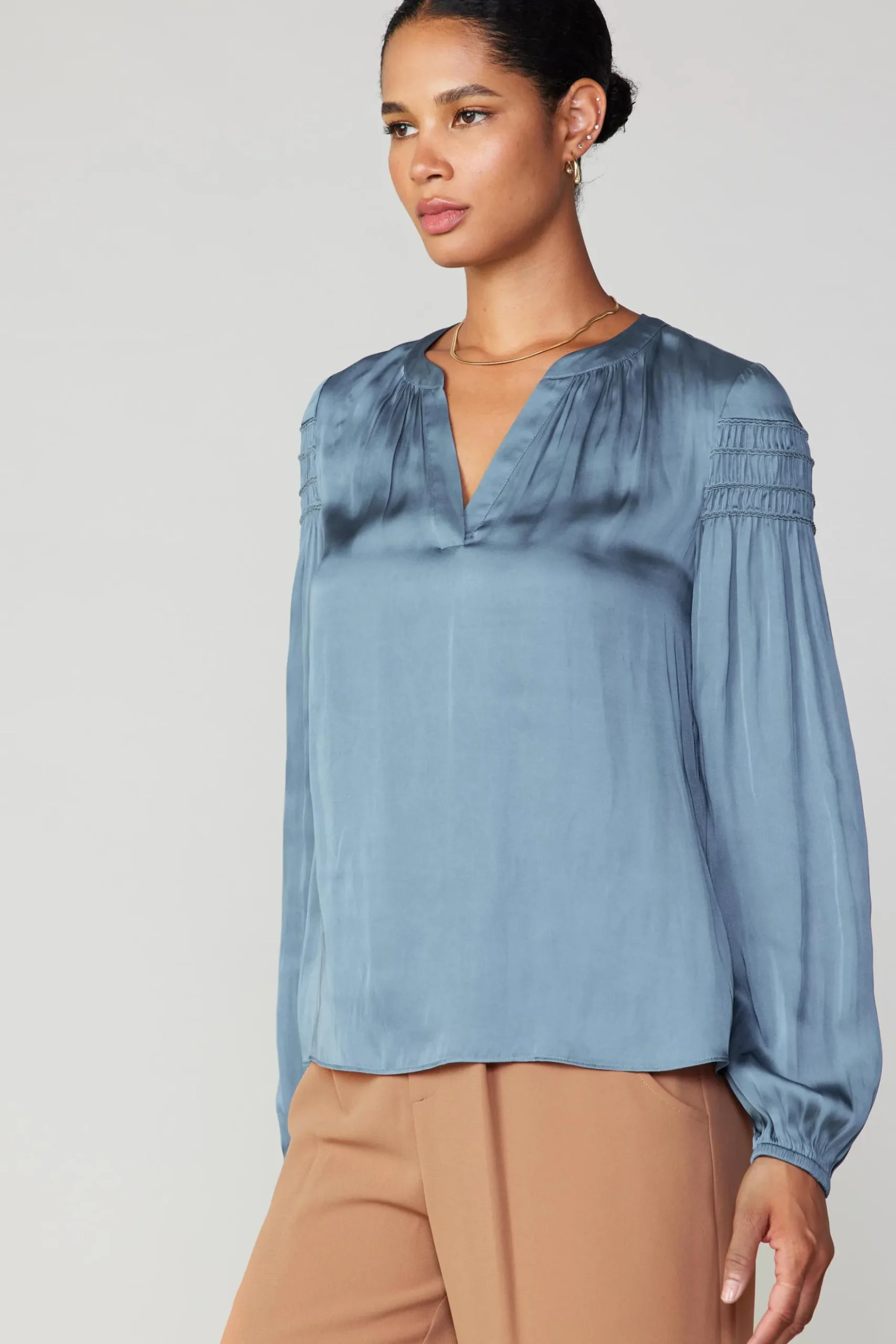 Current Air Smocked Sleeve Blouse DUSTYSKY Online