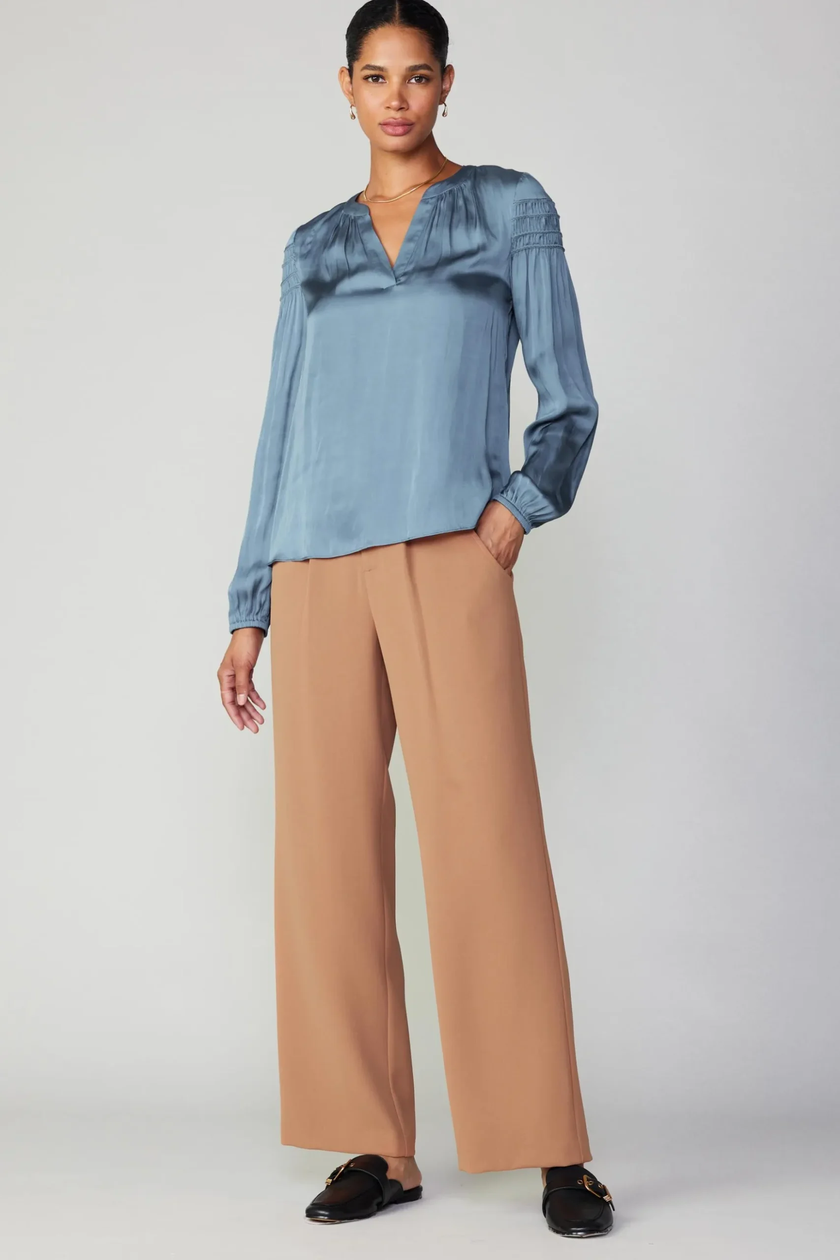 Current Air Smocked Sleeve Blouse DUSTYSKY Online