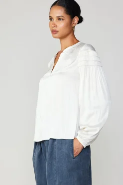 Current Air Smocked Sleeve Blouse ECRU Hot