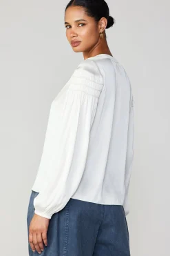 Current Air Smocked Sleeve Blouse ECRU Hot