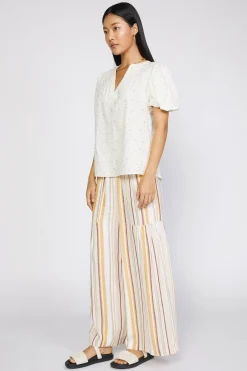 Current Air Smocked Sleeve Top IVORY Hot