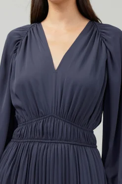 Current Air Smocked Vneck Midi Dress DARKSLATENAVY Outlet