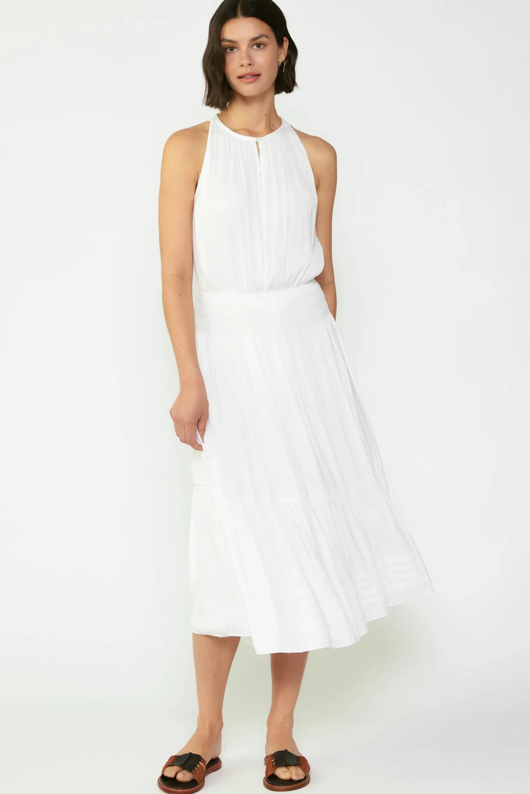 Current Air Smocked Waist Halter Midi Dress OFW Discount