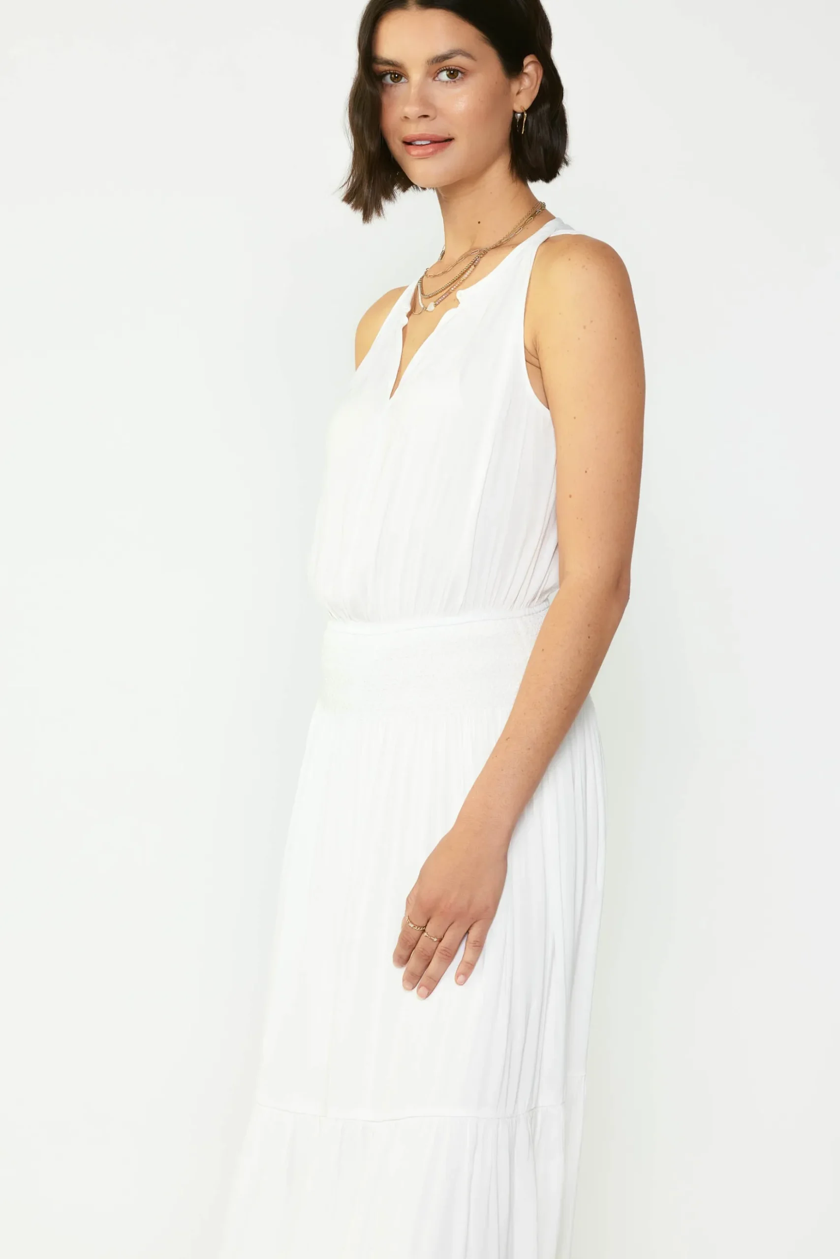 Current Air Smocked Waist Halter Midi Dress OFW Discount