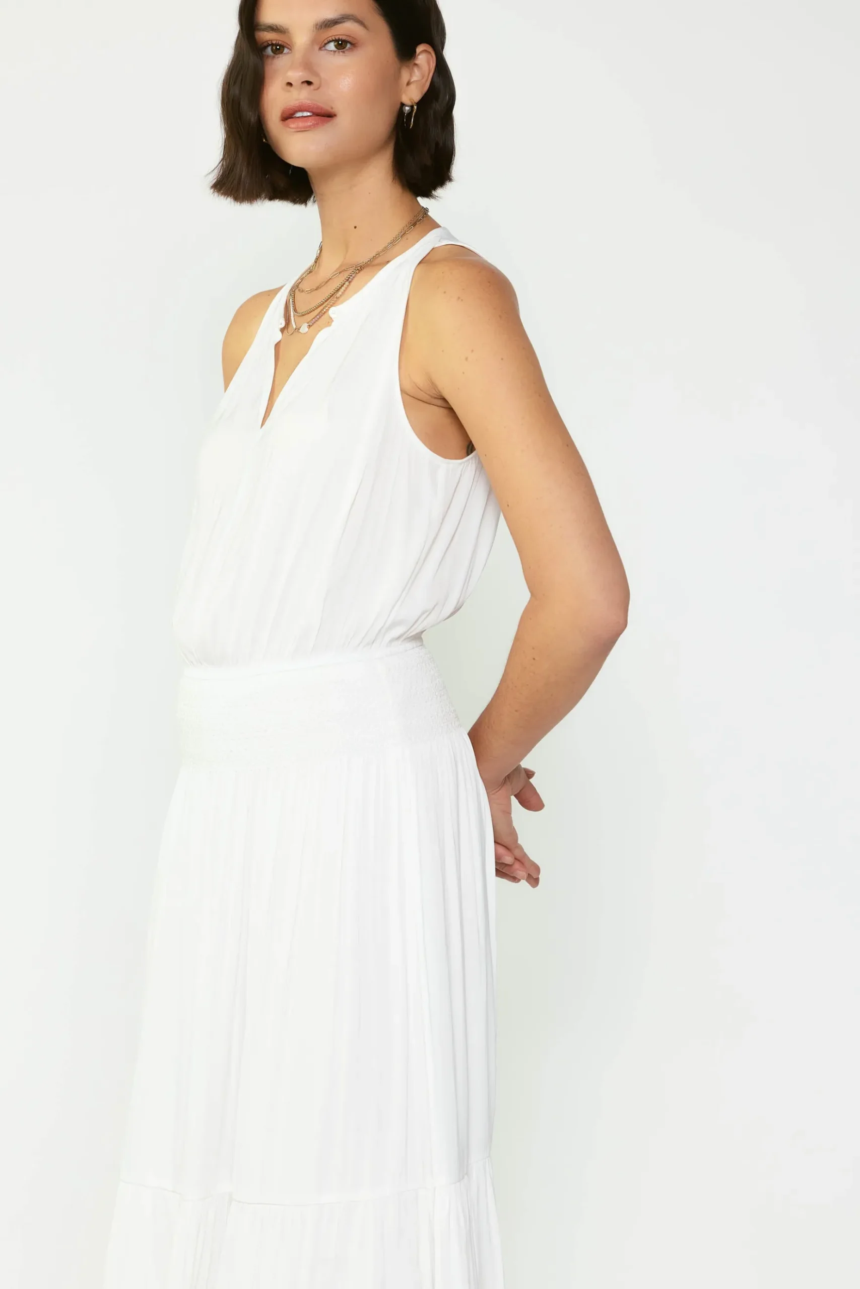 Current Air Smocked Waist Halter Midi Dress OFW Discount