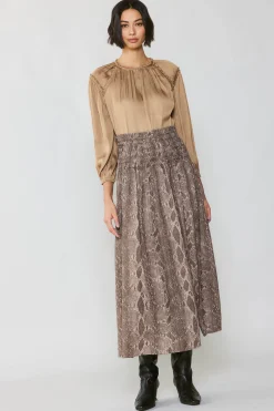 Current Air Snake Print Midi Skirt BROWN Outlet