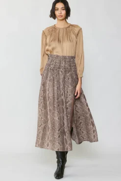 Current Air Snake Print Midi Skirt BROWN Outlet