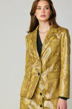 Current Air Snakeskin Welt Pocket Blazer SNAKESKINYELLOW Sale