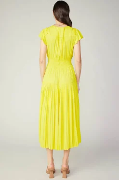 Current Air Sophia Flutter Sleeve Midi Dress PINEAPPLE Discount