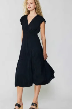 Current Air Sophia Flutter Sleeve Midi Dress BLACK Sale