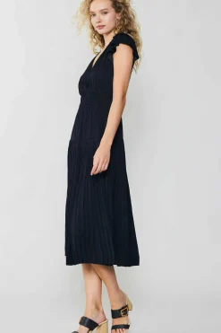Current Air Sophia Flutter Sleeve Midi Dress BLACK Sale