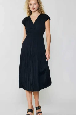 Current Air Sophia Flutter Sleeve Midi Dress BLACK Sale