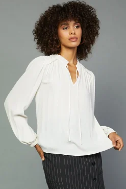 Current Air Split Neck Blouse ECRU Hot