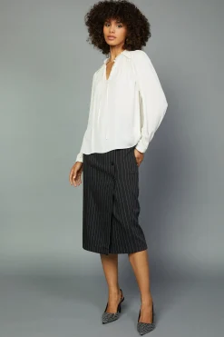 Current Air Split Neck Blouse ECRU Hot