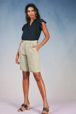 Current Air Striped Knee Length Shorts KHAKISTRIPE New