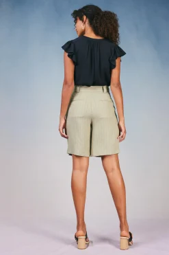 Current Air Striped Knee Length Shorts KHAKISTRIPE New