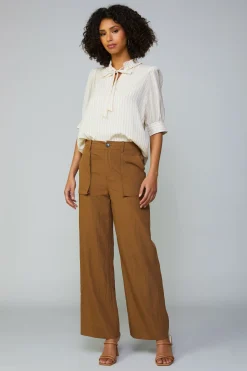 Current Air Striped Structured Sleeve Blouse NATURALSTRIPE Outlet