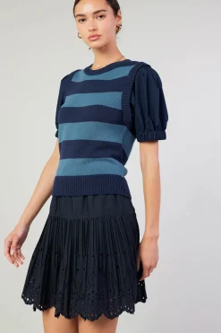 Current Air Striped Sweater Top NAVY Online