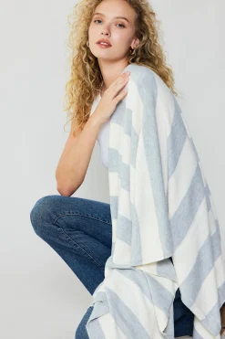Current Air Striped Textured Throw Blanket IVORY Clearance