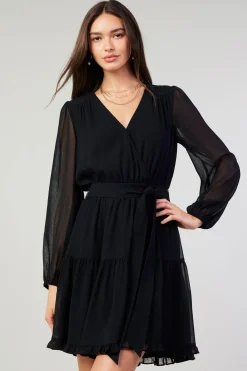 Current Air Surplice Mini Dress BLACK Fashion