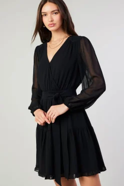 Current Air Surplice Mini Dress BLACK Fashion