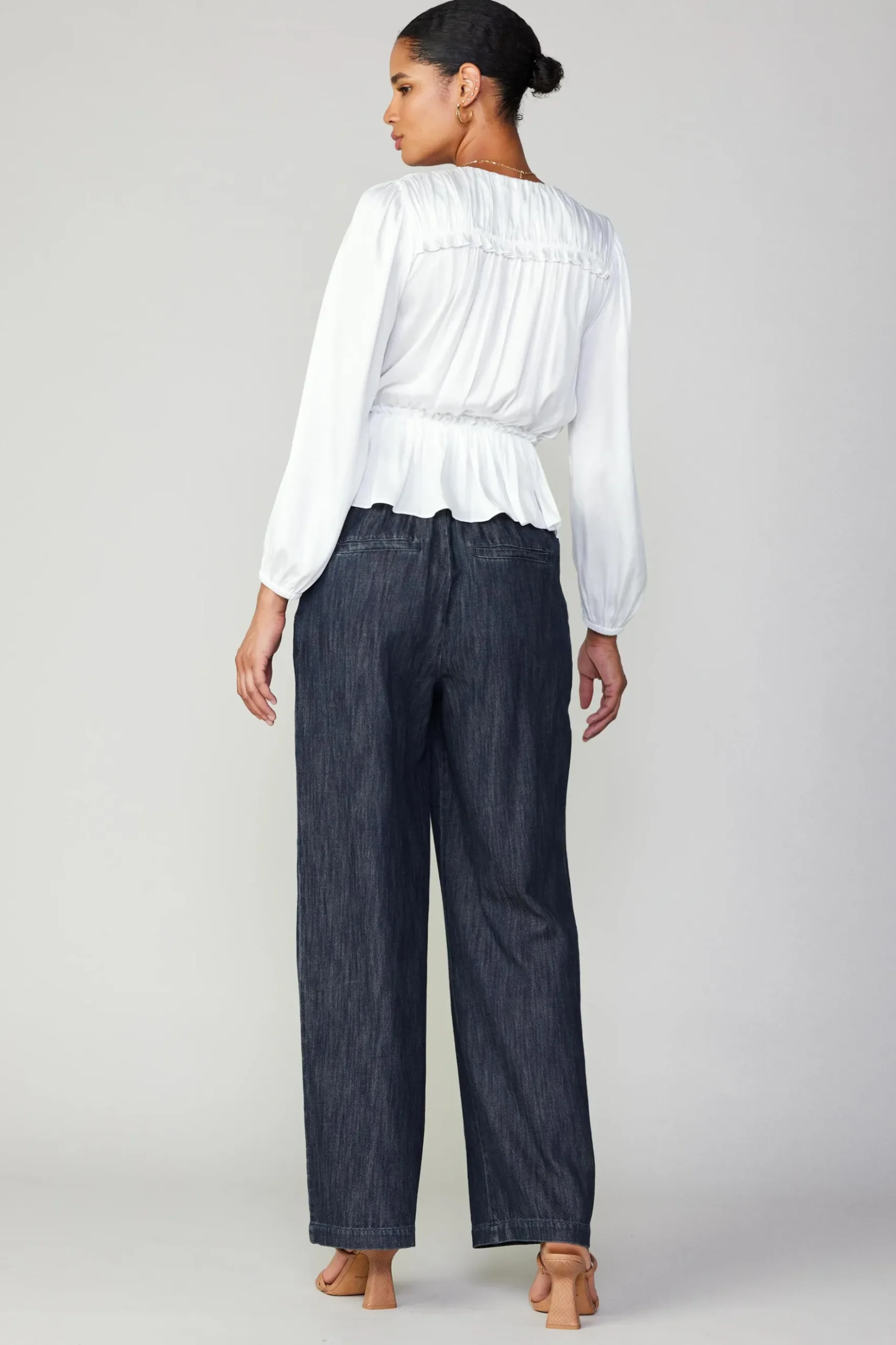 Current Air Surplice Peplum Blouse WHITE Sale