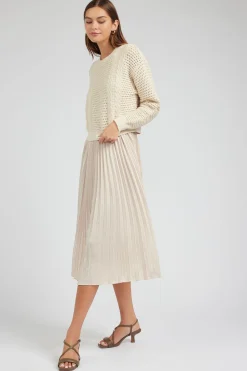 Current Air Sweater & Pleated Dress Set CHAMPAGNE Sale