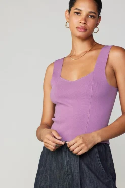 Current Air Sweetheart Knit Tank Top LILAC Hot