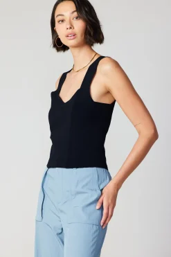 Current Air Sweetheart Knit Tank Top BLACK Best