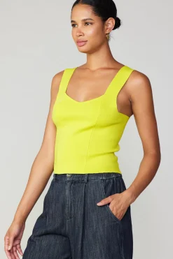 Current Air Sweetheart Knit Tank Top LEMON Clearance