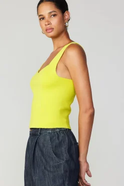Current Air Sweetheart Knit Tank Top LEMON Clearance