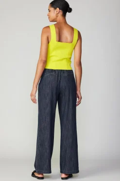 Current Air Sweetheart Knit Tank Top LEMON Clearance